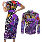 Personalised Freo AFL Celebrating 50 Years of Naidoc Couples Matching Short Sleeve Bodycon Dress and Long Sleeve Button Shirt NAIDOC Week 2025 Aboriginal
