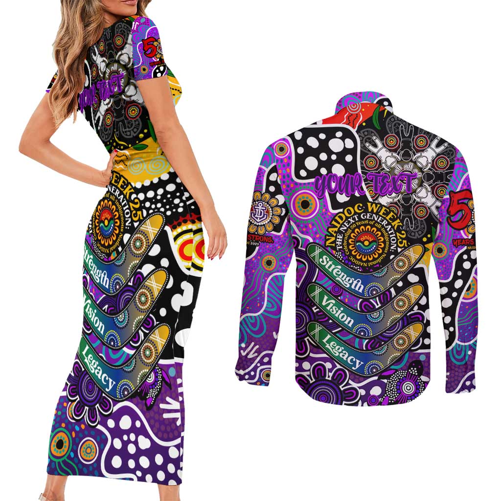 Personalised Freo AFL Celebrating 50 Years of Naidoc Couples Matching Short Sleeve Bodycon Dress and Long Sleeve Button Shirt NAIDOC Week 2025 Aboriginal