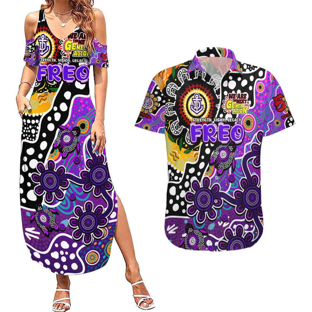 Personalised Freo AFL Celebrating 50 Years of Naidoc Couples Matching Summer Maxi Dress and Hawaiian Shirt NAIDOC Week 2025 Aboriginal