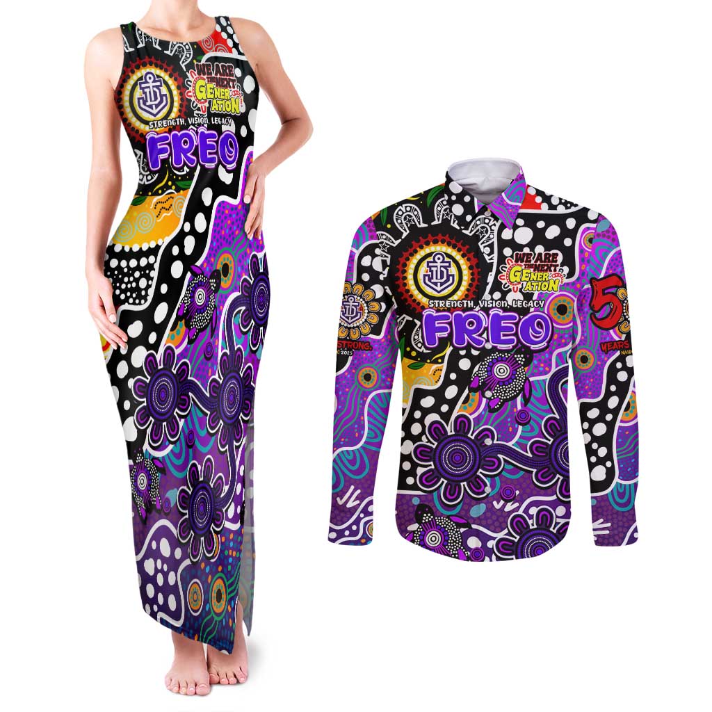 Personalised Freo AFL Celebrating 50 Years of Naidoc Couples Matching Tank Maxi Dress and Long Sleeve Button Shirt NAIDOC Week 2025 Aboriginal