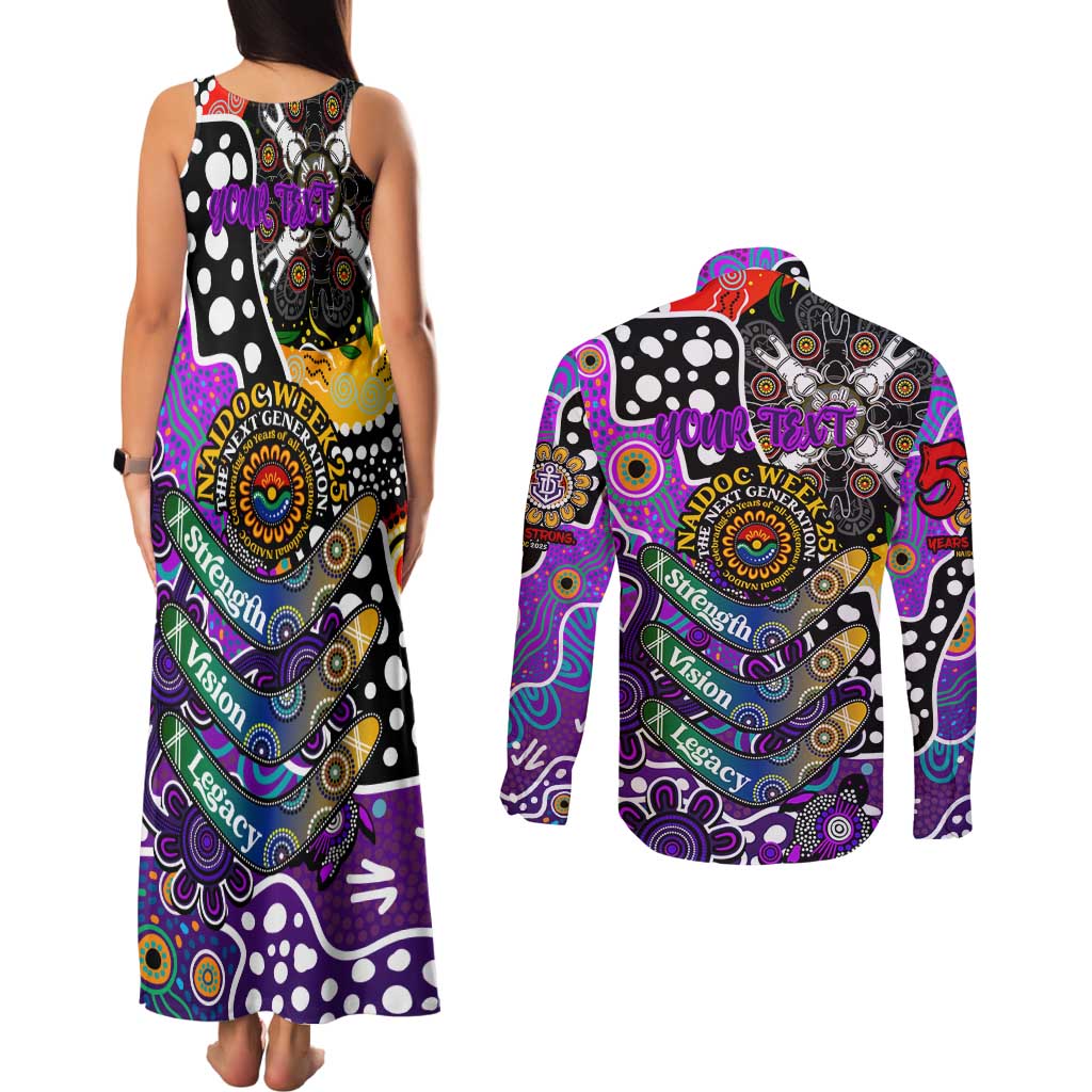Personalised Freo AFL Celebrating 50 Years of Naidoc Couples Matching Tank Maxi Dress and Long Sleeve Button Shirt NAIDOC Week 2025 Aboriginal