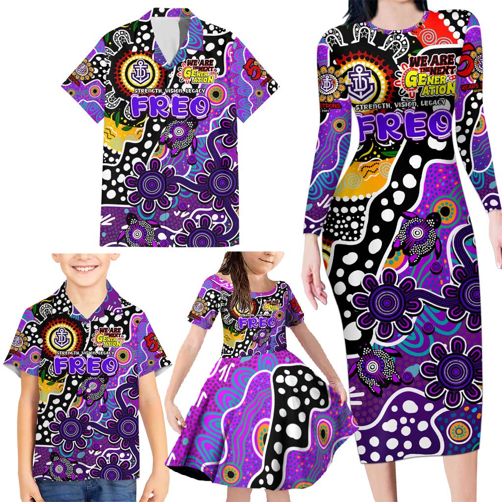 Personalised Freo AFL Celebrating 50 Years of Naidoc Family Matching Long Sleeve Bodycon Dress and Hawaiian Shirt NAIDOC Week 2025 Aboriginal