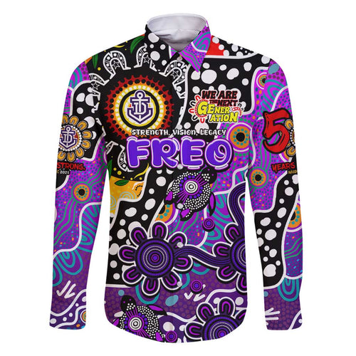 Personalised Freo AFL Celebrating 50 Years of Naidoc Family Matching Long Sleeve Bodycon Dress and Hawaiian Shirt NAIDOC Week 2025 Aboriginal