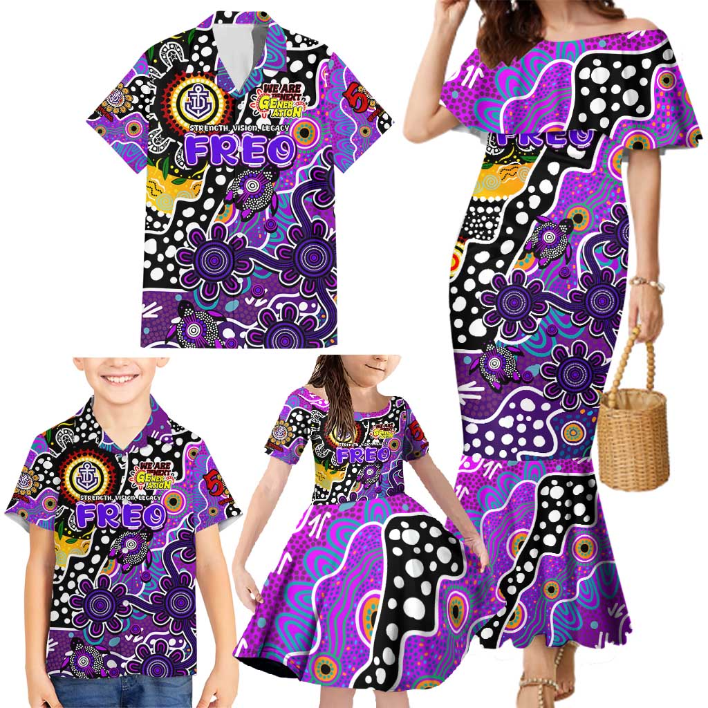 Personalised Freo AFL Celebrating 50 Years of Naidoc Family Matching Mermaid Dress and Hawaiian Shirt NAIDOC Week 2025 Aboriginal