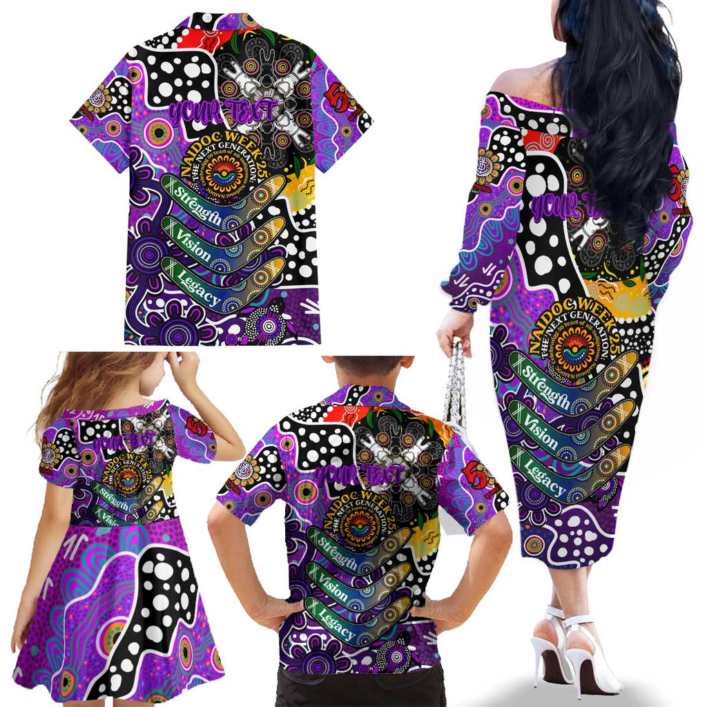 Personalised Freo AFL Celebrating 50 Years of Naidoc Family Matching Off The Shoulder Long Sleeve Dress and Hawaiian Shirt NAIDOC Week 2025 Aboriginal