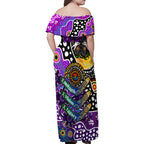Personalised Freo AFL Celebrating 50 Years of Naidoc Family Matching Off Shoulder Maxi Dress and Hawaiian Shirt NAIDOC Week 2025 Aboriginal