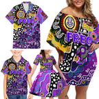 Personalised Freo AFL Celebrating 50 Years of Naidoc Family Matching Off Shoulder Short Dress and Hawaiian Shirt NAIDOC Week 2025 Aboriginal