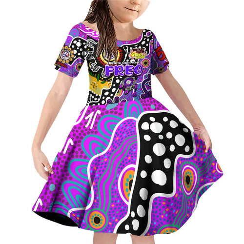 Personalised Freo AFL Celebrating 50 Years of Naidoc Family Matching Off Shoulder Short Dress and Hawaiian Shirt NAIDOC Week 2025 Aboriginal
