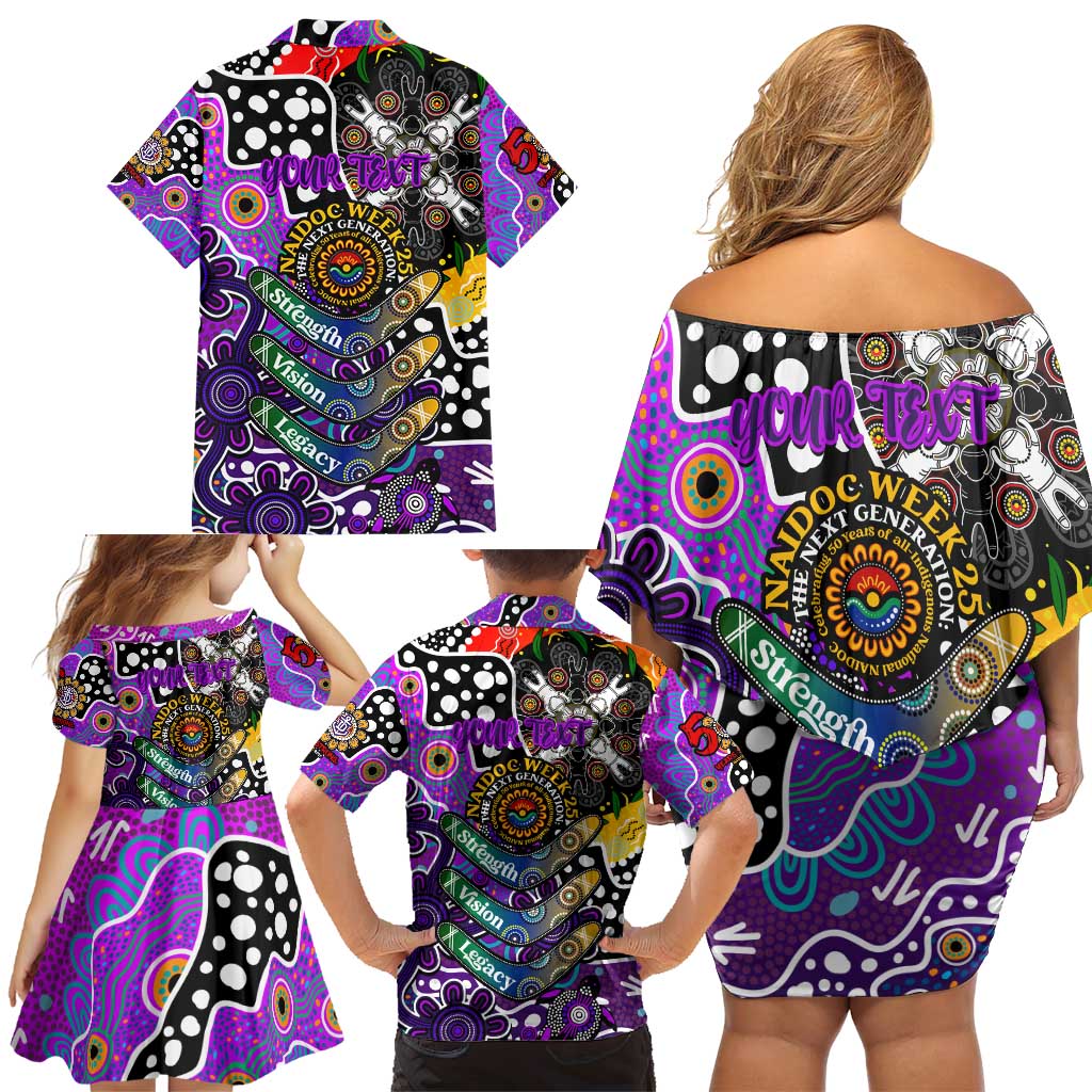 Personalised Freo AFL Celebrating 50 Years of Naidoc Family Matching Off Shoulder Short Dress and Hawaiian Shirt NAIDOC Week 2025 Aboriginal