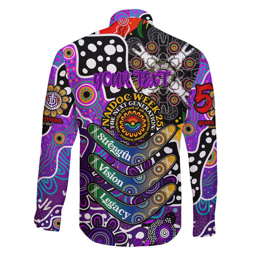 Personalised Freo AFL Celebrating 50 Years of Naidoc Family Matching Off Shoulder Short Dress and Hawaiian Shirt NAIDOC Week 2025 Aboriginal