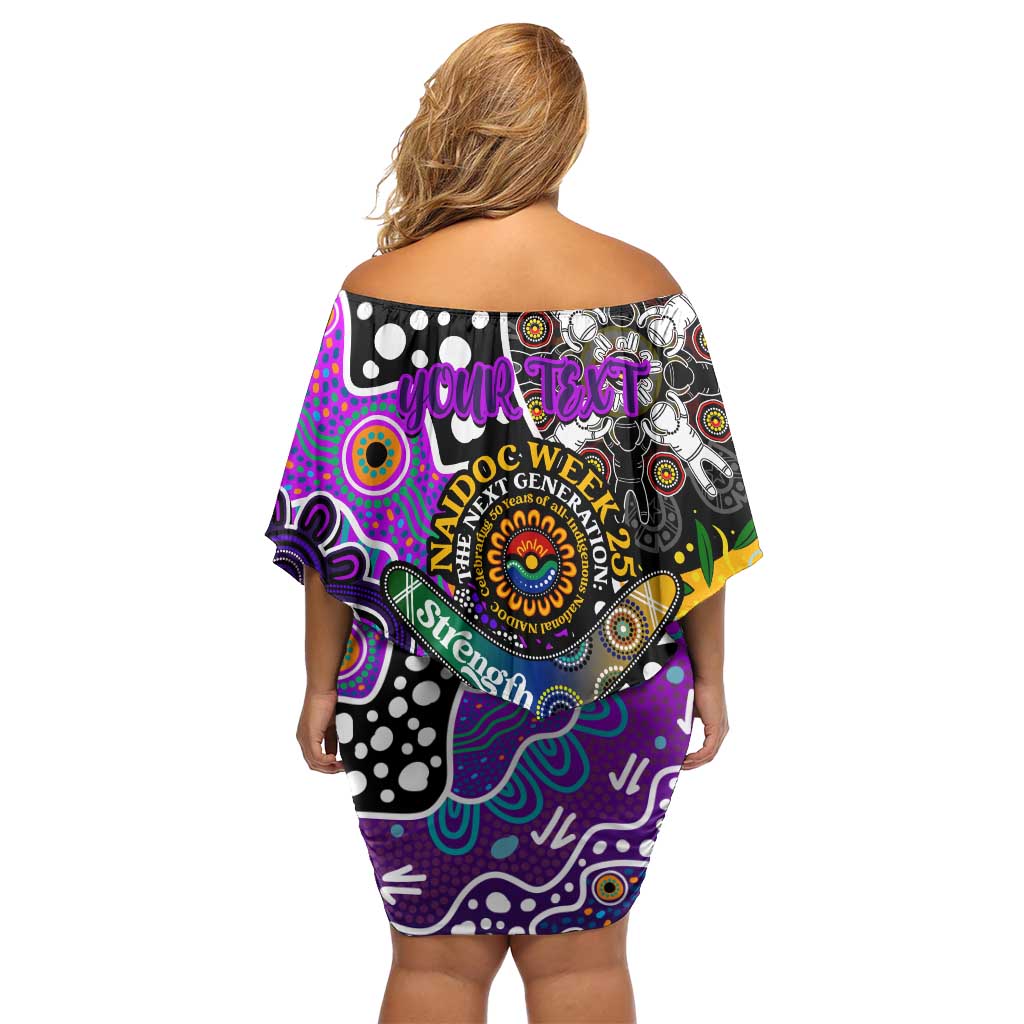 Personalised Freo AFL Celebrating 50 Years of Naidoc Family Matching Off Shoulder Short Dress and Hawaiian Shirt NAIDOC Week 2025 Aboriginal