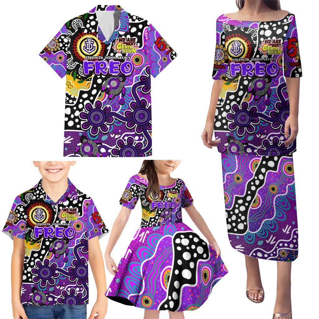 Personalised Freo AFL Celebrating 50 Years of Naidoc Family Matching Puletasi and Hawaiian Shirt NAIDOC Week 2025 Aboriginal