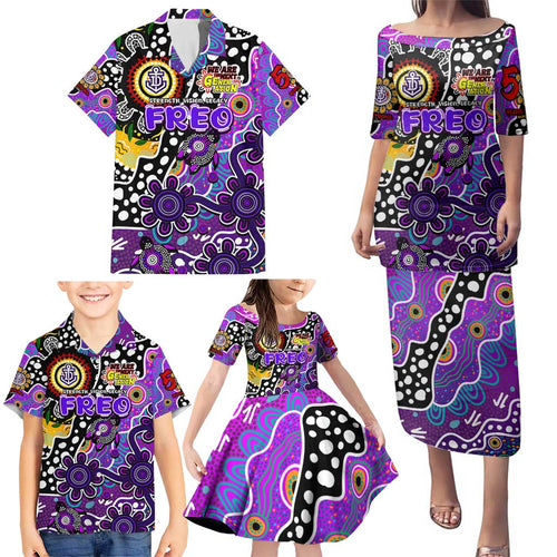 Personalised Freo AFL Celebrating 50 Years of Naidoc Family Matching Puletasi and Hawaiian Shirt NAIDOC Week 2025 Aboriginal