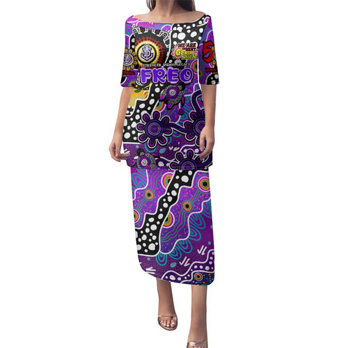 Personalised Freo AFL Celebrating 50 Years of Naidoc Family Matching Puletasi and Hawaiian Shirt NAIDOC Week 2025 Aboriginal