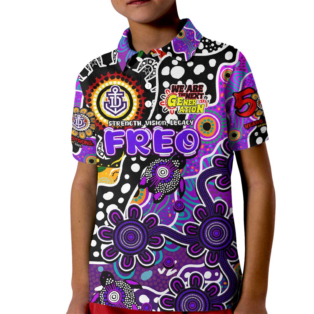 Personalised Freo AFL Celebrating 50 Years of Naidoc Kid Polo Shirt NAIDOC Week 2025 Aboriginal