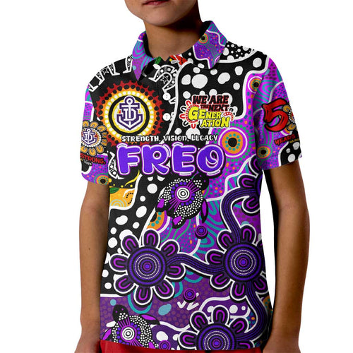 Personalised Freo AFL Celebrating 50 Years of Naidoc Kid Polo Shirt NAIDOC Week 2025 Aboriginal