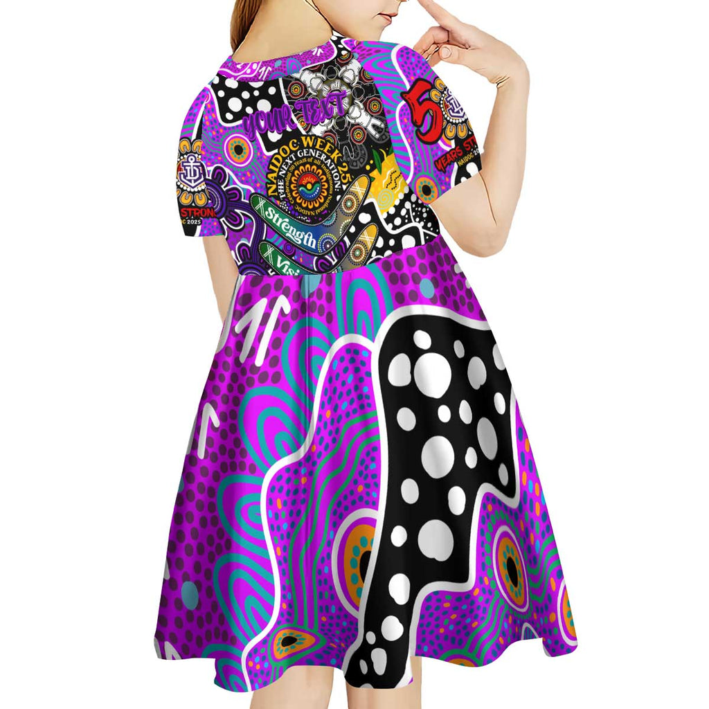 Personalised Freo AFL Celebrating 50 Years of Naidoc Kid Short Sleeve Dress NAIDOC Week 2025 Aboriginal