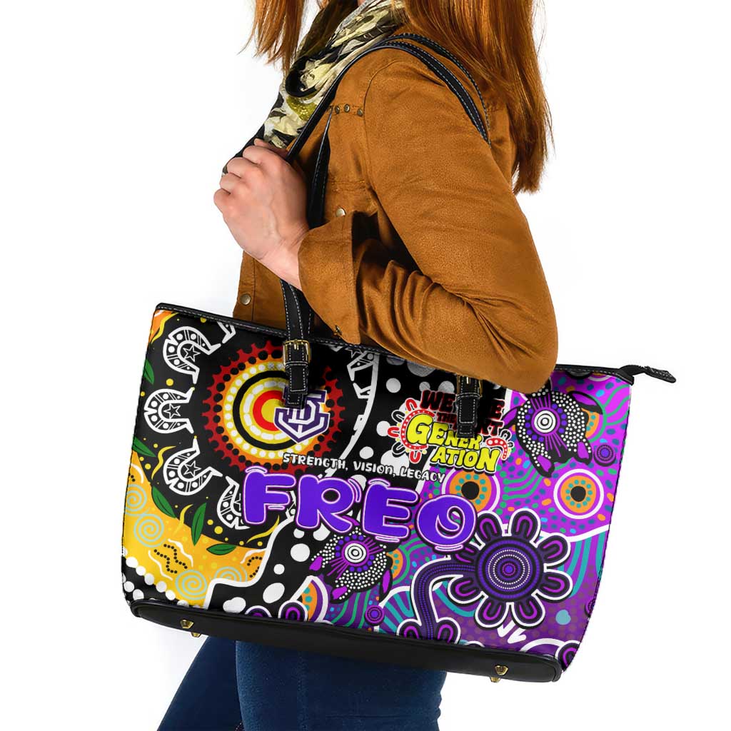 Freo AFL Celebrating 50 Years of Naidoc Leather Tote Bag NAIDOC Week 2025 Aboriginal