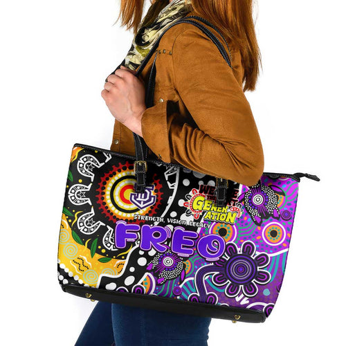 Freo AFL Celebrating 50 Years of Naidoc Leather Tote Bag NAIDOC Week 2025 Aboriginal