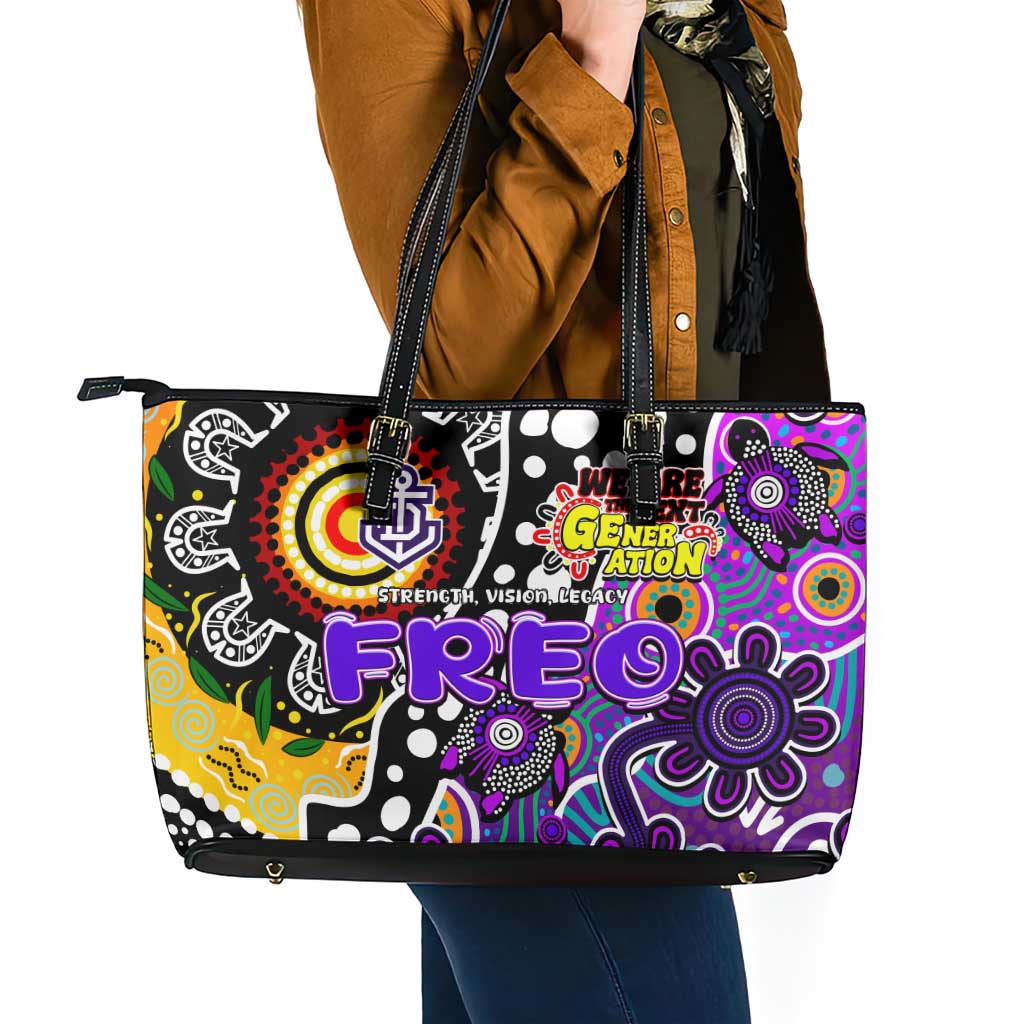Freo AFL Celebrating 50 Years of Naidoc Leather Tote Bag NAIDOC Week 2025 Aboriginal