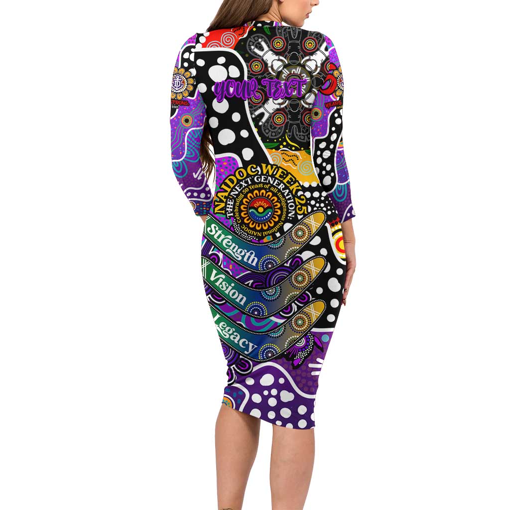 Personalised Freo AFL Celebrating 50 Years of Naidoc Long Sleeve Bodycon Dress NAIDOC Week 2025 Aboriginal