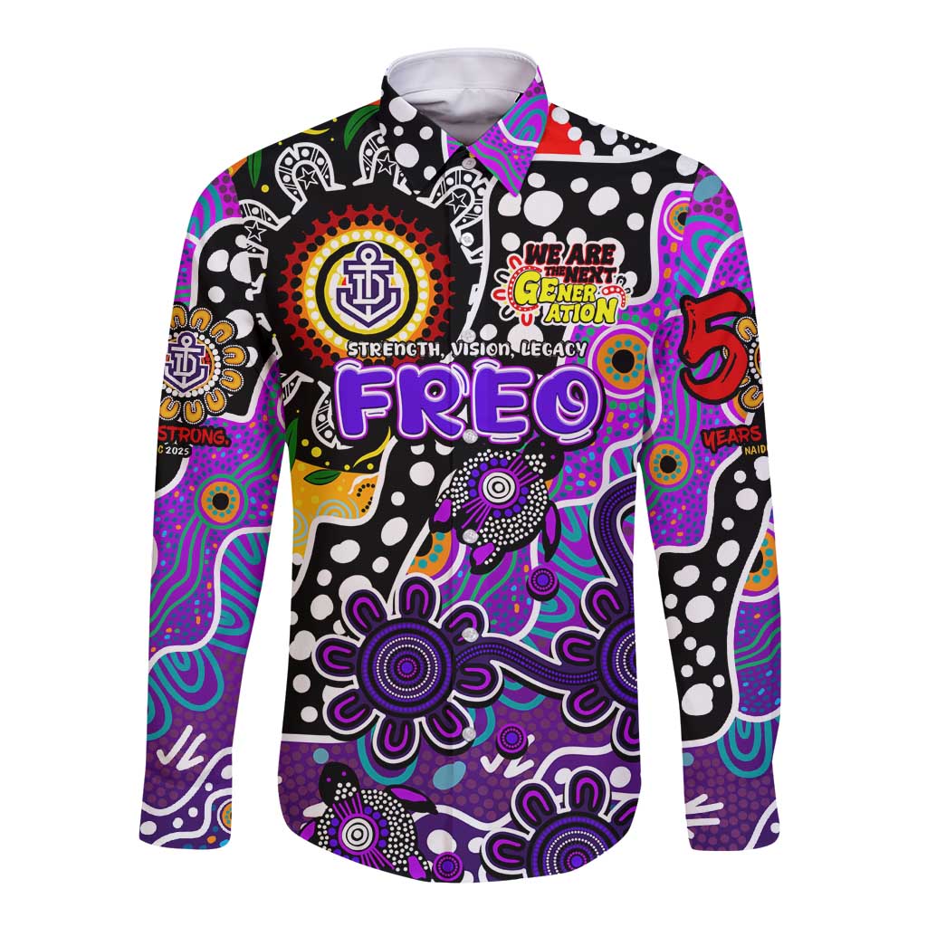 Personalised Freo AFL Celebrating 50 Years of Naidoc Long Sleeve Button Shirt NAIDOC Week 2025 Aboriginal
