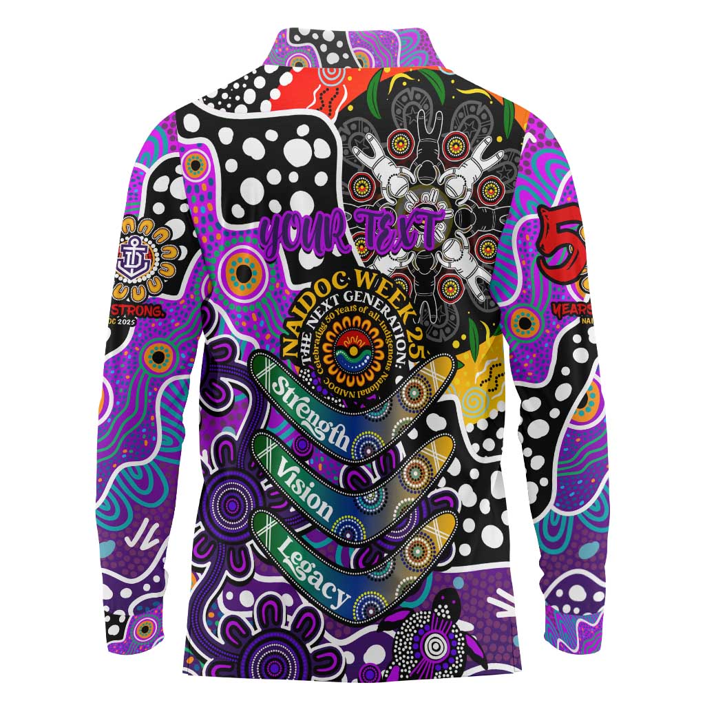 Personalised Freo AFL Celebrating 50 Years of Naidoc Long Sleeve Polo Shirt NAIDOC Week 2025 Aboriginal