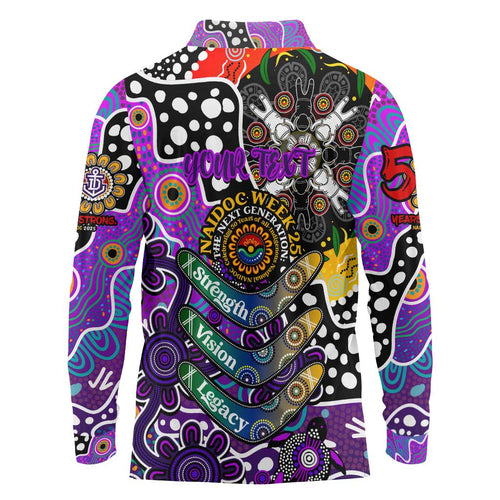 Personalised Freo AFL Celebrating 50 Years of Naidoc Long Sleeve Polo Shirt NAIDOC Week 2025 Aboriginal