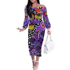 Personalised Freo AFL Celebrating 50 Years of Naidoc Off The Shoulder Long Sleeve Dress NAIDOC Week 2025 Aboriginal