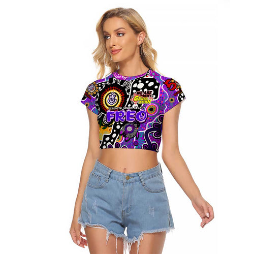Personalised Freo AFL Celebrating 50 Years of Naidoc Raglan Cropped T Shirt NAIDOC Week 2025 Aboriginal