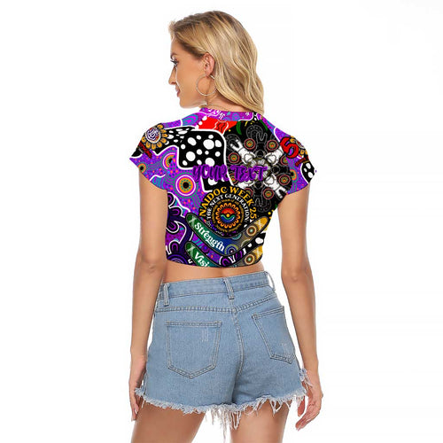Personalised Freo AFL Celebrating 50 Years of Naidoc Raglan Cropped T Shirt NAIDOC Week 2025 Aboriginal