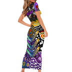 Personalised Freo AFL Celebrating 50 Years of Naidoc Short Sleeve Bodycon Dress NAIDOC Week 2025 Aboriginal