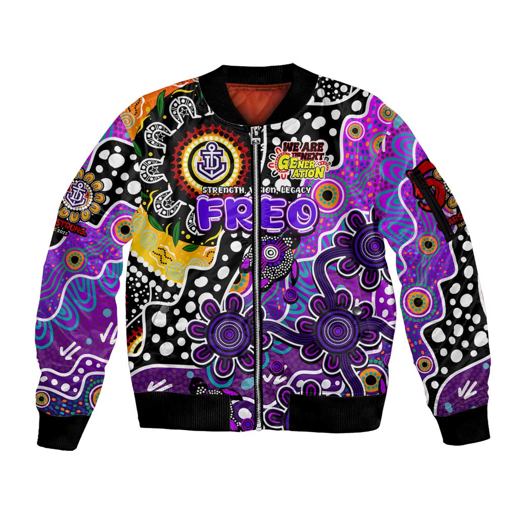 Personalised Freo AFL Celebrating 50 Years of Naidoc Sleeve Zip Bomber Jacket NAIDOC Week 2025 Aboriginal