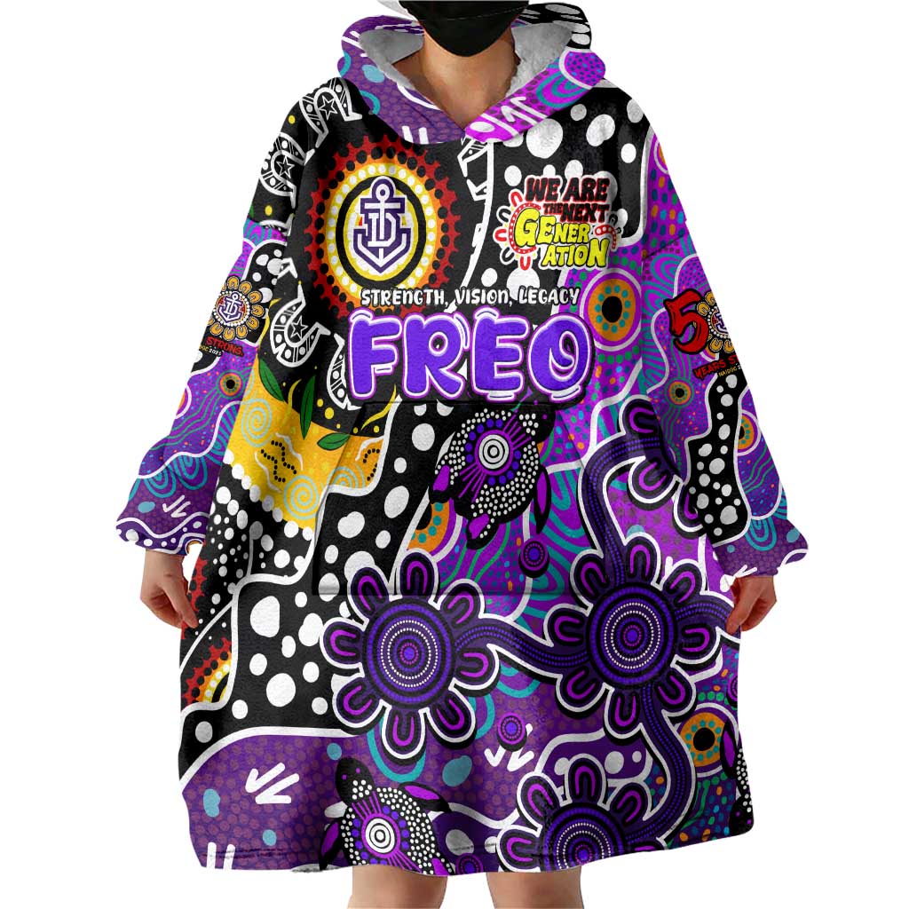 Personalised Freo AFL Celebrating 50 Years of Naidoc Wearable Blanket Hoodie NAIDOC Week 2025 Aboriginal