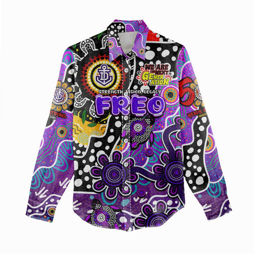 Personalised Freo AFL Celebrating 50 Years of Naidoc Women Casual Shirt NAIDOC Week 2025 Aboriginal