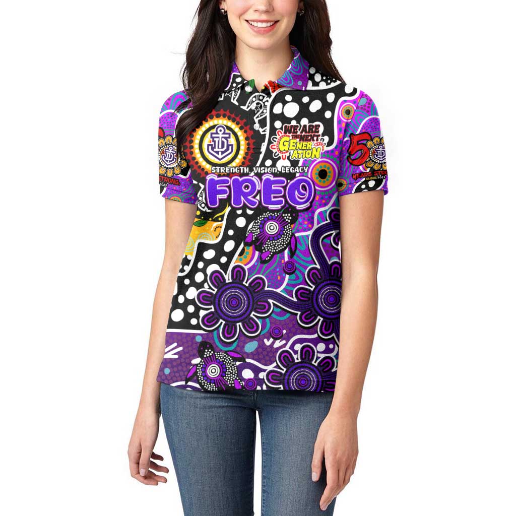 Personalised Freo AFL Celebrating 50 Years of Naidoc Women Polo Shirt NAIDOC Week 2025 Aboriginal