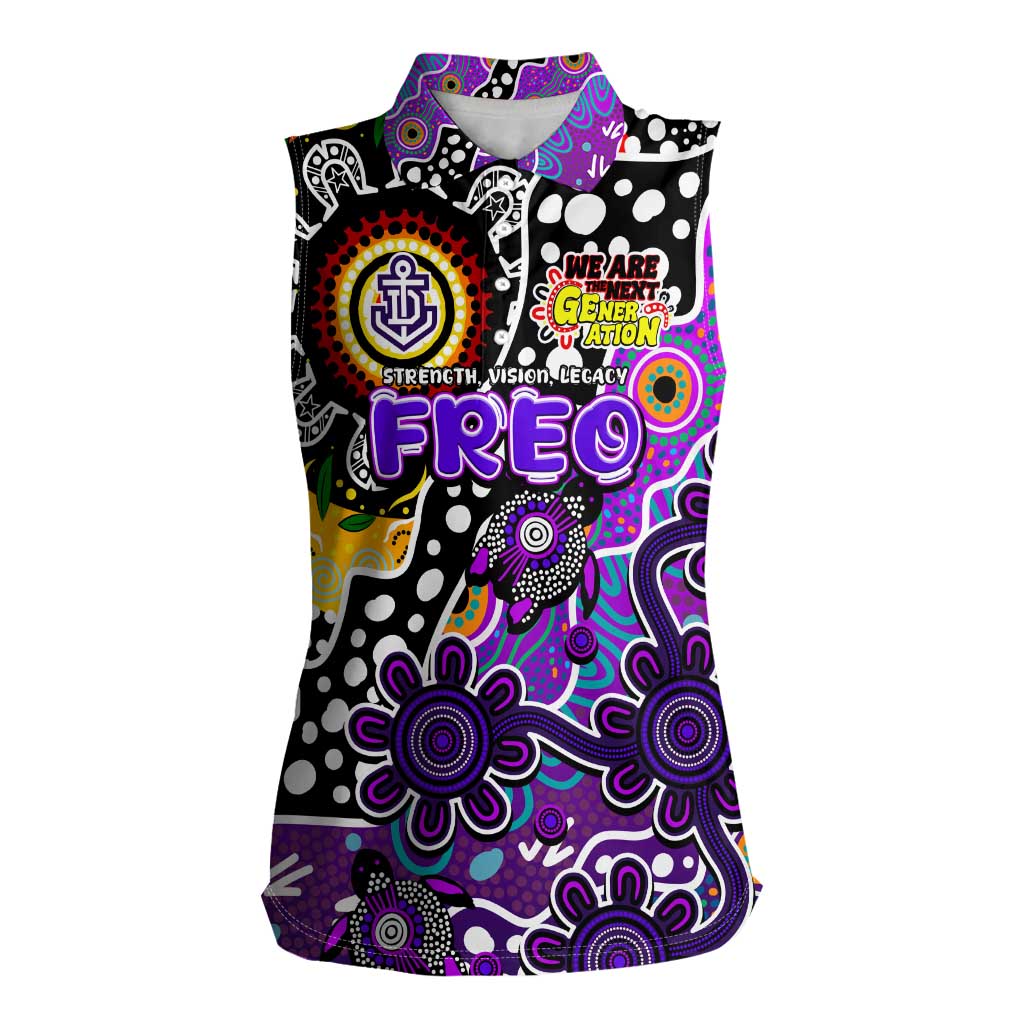 Personalised Freo AFL Celebrating 50 Years of Naidoc Women Sleeveless Polo Shirt NAIDOC Week 2025 Aboriginal