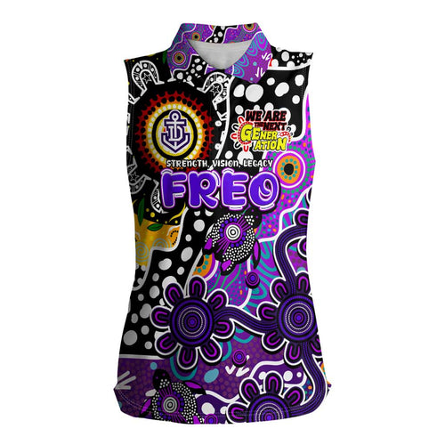 Personalised Freo AFL Celebrating 50 Years of Naidoc Women Sleeveless Polo Shirt NAIDOC Week 2025 Aboriginal