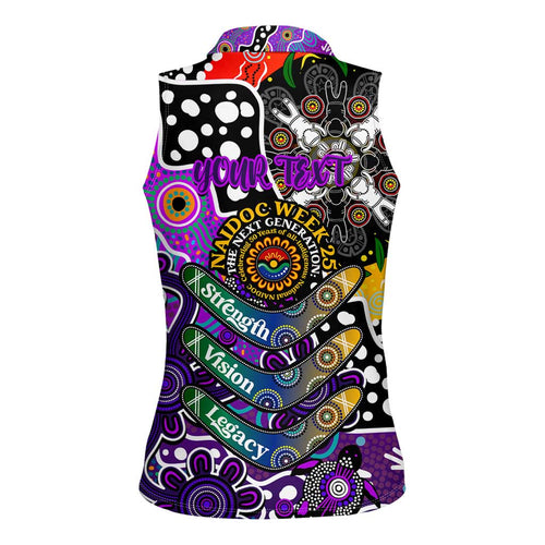 Personalised Freo AFL Celebrating 50 Years of Naidoc Women Sleeveless Polo Shirt NAIDOC Week 2025 Aboriginal