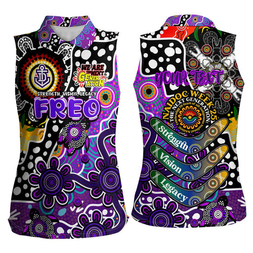 Personalised Freo AFL Celebrating 50 Years of Naidoc Women Sleeveless Polo Shirt NAIDOC Week 2025 Aboriginal