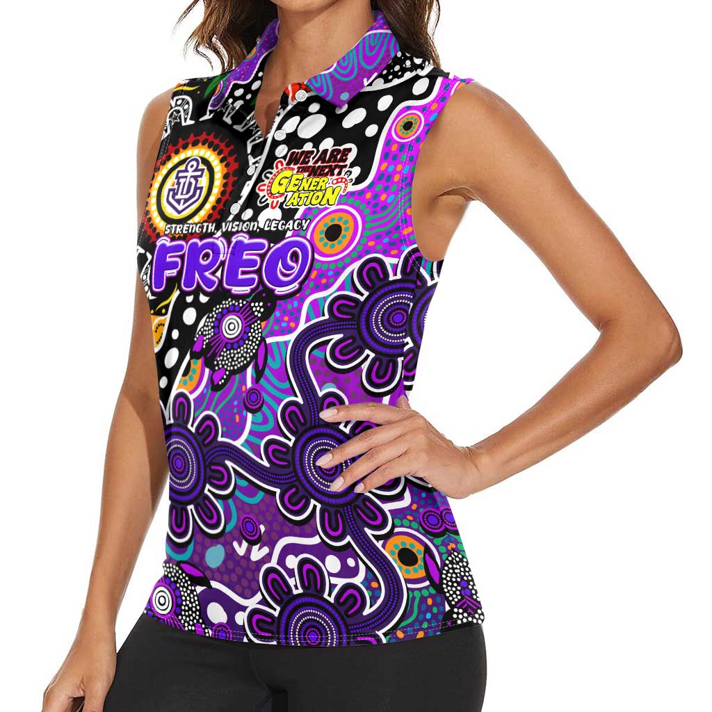 Personalised Freo AFL Celebrating 50 Years of Naidoc Women Sleeveless Polo Shirt NAIDOC Week 2025 Aboriginal