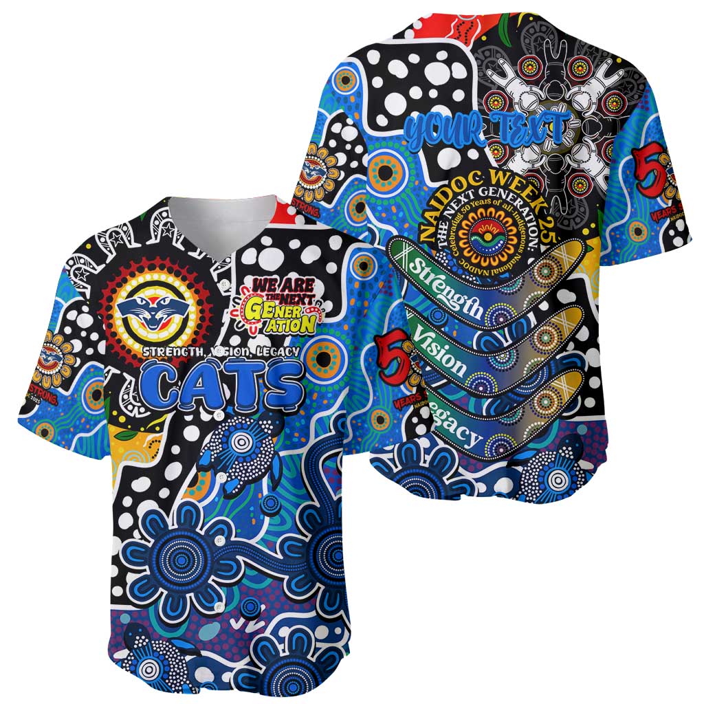 Personalised Cats AFL Celebrating 50 Years of Naidoc Baseball Jersey NAIDOC Week 2025 Aboriginal
