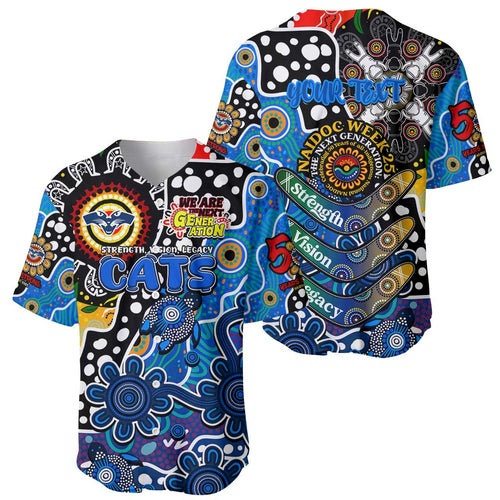 Personalised Cats AFL Celebrating 50 Years of Naidoc Baseball Jersey NAIDOC Week 2025 Aboriginal