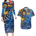 Personalised Cats AFL Celebrating 50 Years of Naidoc Couples Matching Long Sleeve Bodycon Dress and Hawaiian Shirt NAIDOC Week 2025 Aboriginal