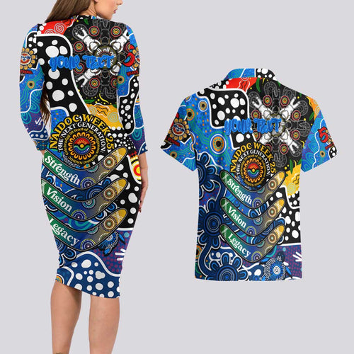 Personalised Cats AFL Celebrating 50 Years of Naidoc Couples Matching Long Sleeve Bodycon Dress and Hawaiian Shirt NAIDOC Week 2025 Aboriginal