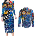 Personalised Cats AFL Celebrating 50 Years of Naidoc Couples Matching Long Sleeve Bodycon Dress and Long Sleeve Button Shirt NAIDOC Week 2025 Aboriginal