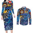 Personalised Cats AFL Celebrating 50 Years of Naidoc Couples Matching Long Sleeve Bodycon Dress and Long Sleeve Button Shirt NAIDOC Week 2025 Aboriginal