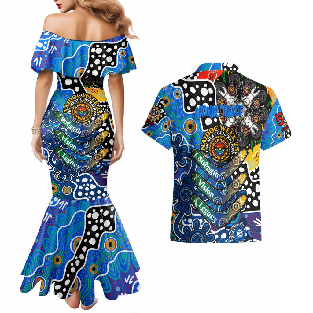 Personalised Cats AFL Celebrating 50 Years of Naidoc Couples Matching Mermaid Dress and Hawaiian Shirt NAIDOC Week 2025 Aboriginal