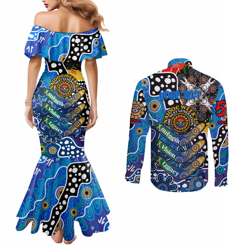 Personalised Cats AFL Celebrating 50 Years of Naidoc Couples Matching Mermaid Dress and Long Sleeve Button Shirt NAIDOC Week 2025 Aboriginal