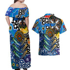 Personalised Cats AFL Celebrating 50 Years of Naidoc Couples Matching Off Shoulder Maxi Dress and Hawaiian Shirt NAIDOC Week 2025 Aboriginal